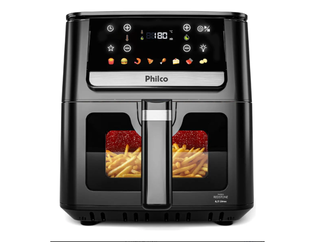 Air Fryer Philco 6,5L Visor Glass e Redstone 1700W PAF65A