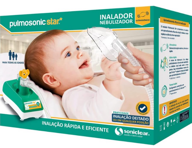 Inalador Nebulizador Soniclear Pneumático Pulmomais Bivolt Verde/branco 127/220v